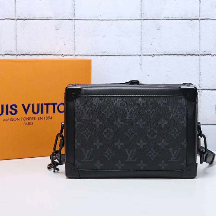 Louis Vuitton LV Unisex Soft Trunk Bag in Monogram Eclipse Coated Canvas-Grey