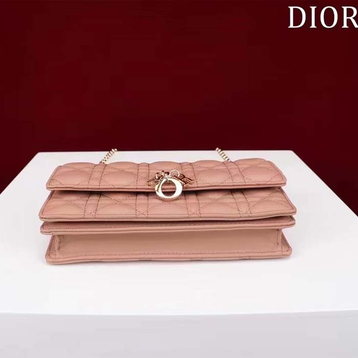 Dior Women CD Miss Dior Mini Bag Light Pink Cannage Lambskin