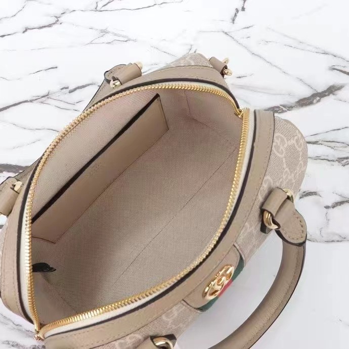 Gucci GG Unisex Ophidia GG Mini Top Handle Bag Beige White GG Supreme Canvas