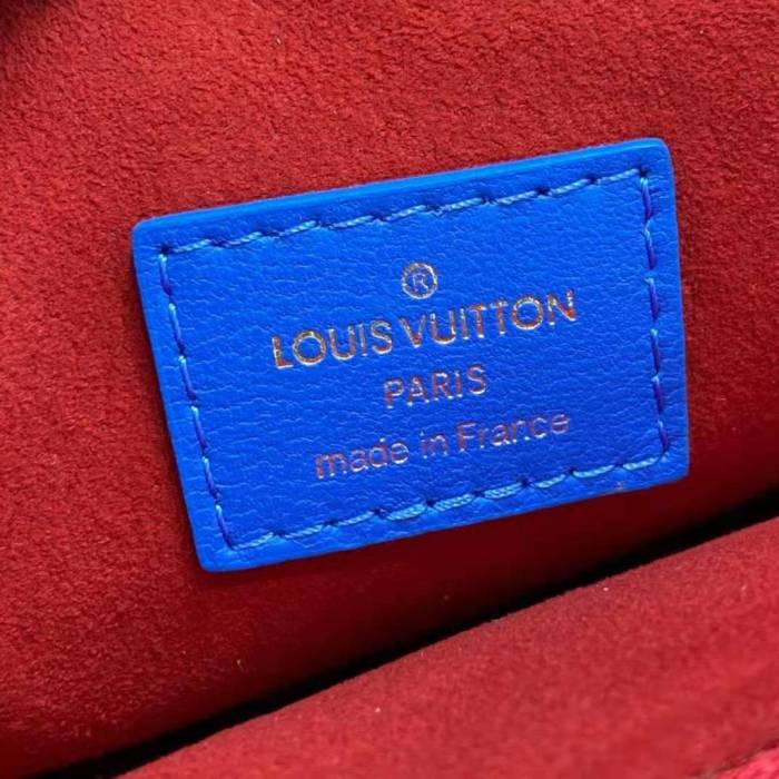 Louis Vuitton LV Unisex Cruissin PM Handbag Blue Red Monogram Embossed Puffy Lambskin