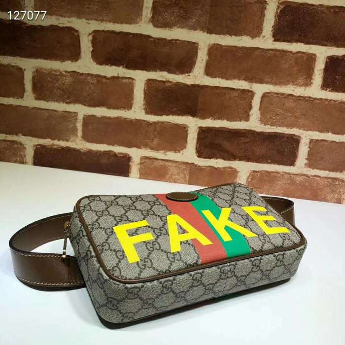 Gucci Unisex 'Fake/Not' Print Cosmetic Case GG Supreme Canvas