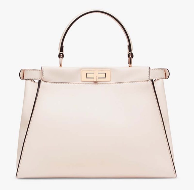 Fendi Women Peekaboo Iconic Medium Pink Leather Twist Lock Bag
