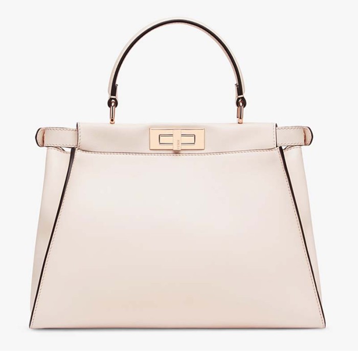 Fendi Women Peekaboo Iconic Medium Pink Leather Twist Lock Bag
