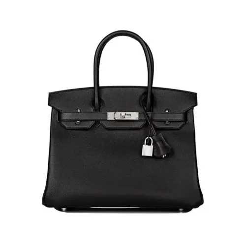 Hermes Women Birkin 30 Bag in Epsom Leather with Gold Hardware-Black/Silver