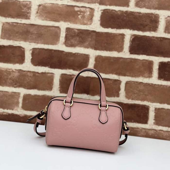 Gucci Women GG Super Mini Top Handle Bag Rose Beige GG Leather