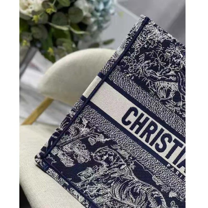 Dior Unisex Medium Book Tote Blue Toile De Jouy Reverse Embroidery