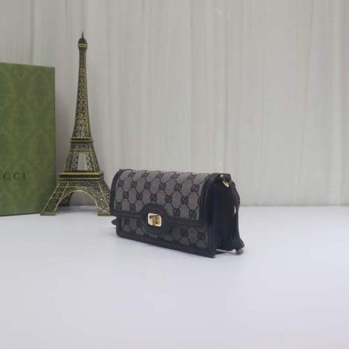 Gucci Unisex Luce Mini Shoulder Bag Beige Blue Original GG Canvas