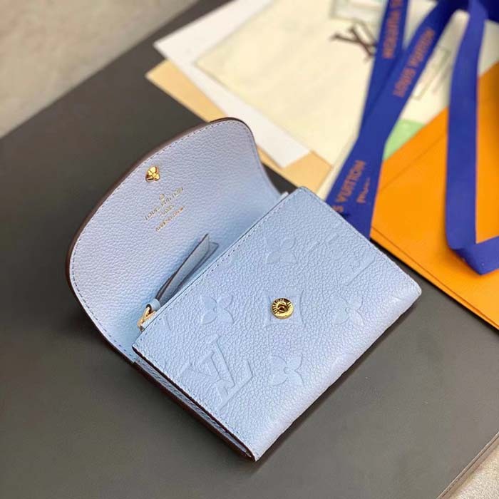Louis Vuitton LV Unisex Rosalie Coin Purse Blue Monogram Empreinte Embossed Supple Grained Cowhide Leather