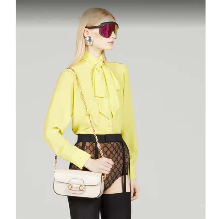 Gucci Women Dionysus Small Shoulder Bag White Leather GG Supreme Canvas