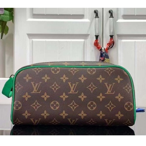 Louis Vuitton LV Unisex Dopp Kit Toilet Pouch Monogram Macassar Coated Canvas