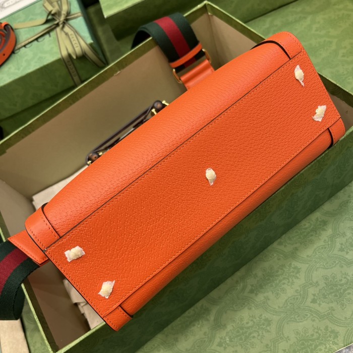 Gucci Women GG Diana Small Tote Bag Orange Leather Double G