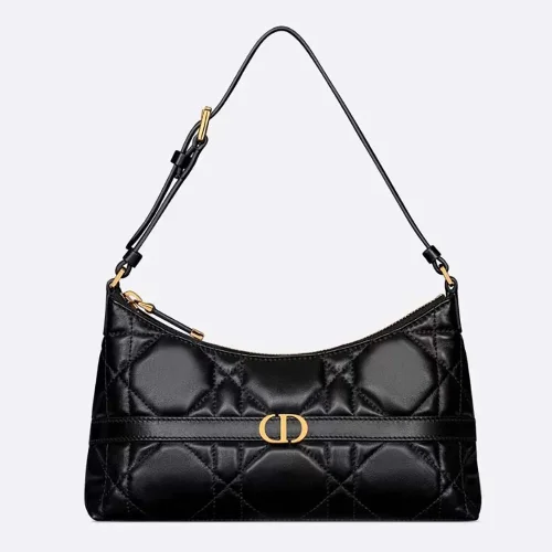 Dior Women Miss Caro Cigale Mini Bag Black Macrocannage Lambskinh Yellow Multicolor Dior Chardons Motif