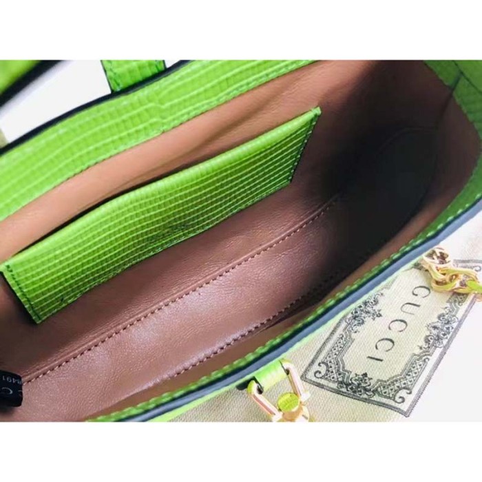 Gucci Women GG Jackie 1961 Lizard Mini Bag Pastel Green Lizard