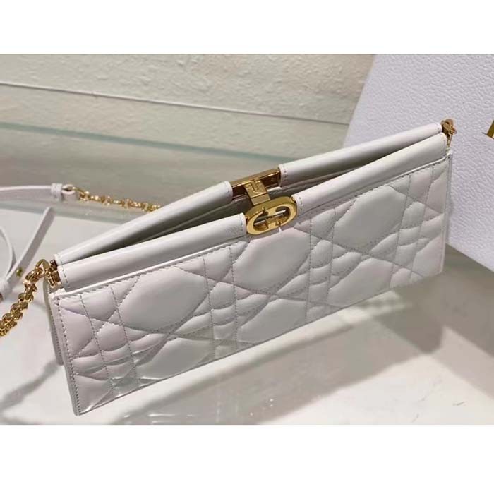 Dior Women CD Dior Caro Colle Noire Clutch Chain Latte Cannage Lambskin