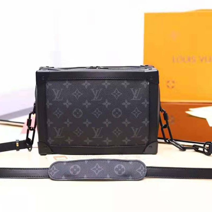Louis Vuitton LV Men Soft Trunk Soft-Sided Messenger Bag in Monogram Eclipse Canvas-Grey