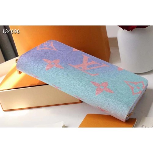 Louis Vuitton LV Unisex Zippy Wallet Sunrise Pastel Monogram Coated Canvas Cowhide
