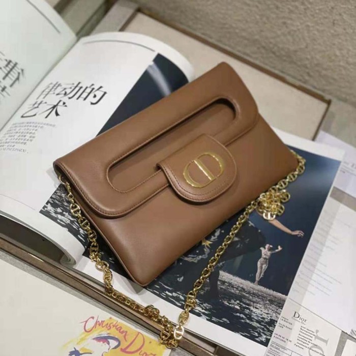 Dior Women Medium Diordouble Bag Smooth Calfskin-Brown