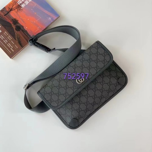 Gucci Unisex Ophidia GG Small Belt Bag Grey Black GG Supreme Canvas Double G