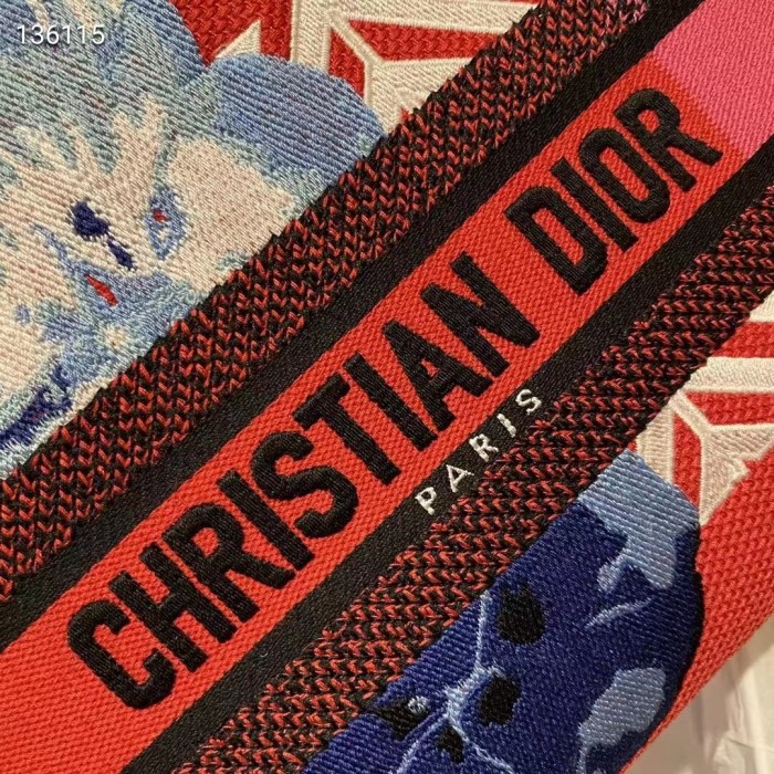 Dior Women Medium Lady D-lite Bag Bright Pink Multicolor D-Flower Pop Embroidery