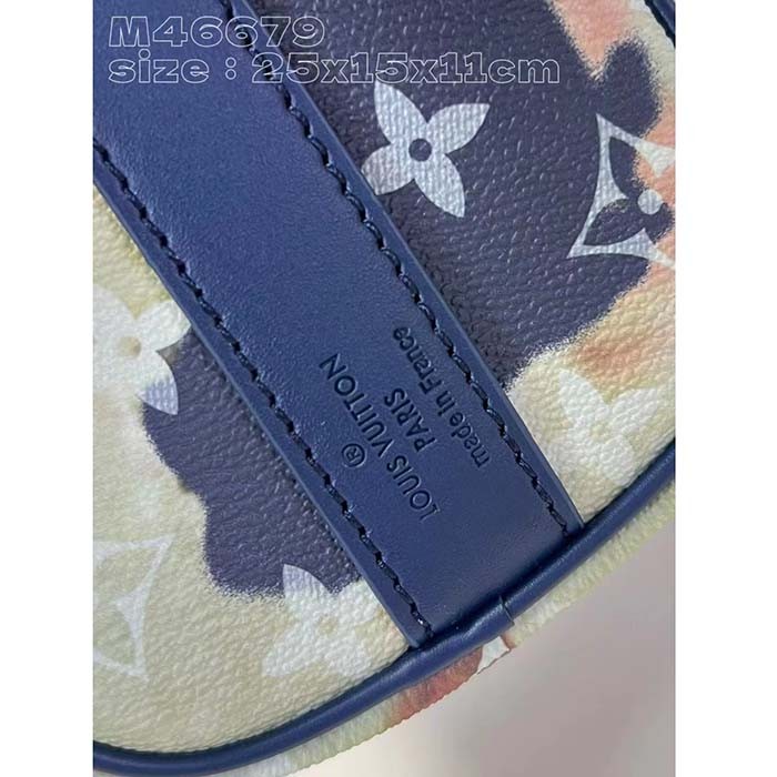 Louis Vuitton LV Unisex Keepall Bandoulière 25 Ink Blue Monogram Bleach Coated Canvas Cowhide-Leather