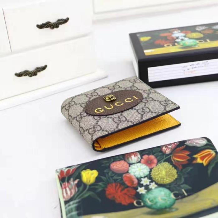 Gucci GG Unisex Neo Vintage GG Supreme Wallet in Beige/Ebony GG Supreme Canvas