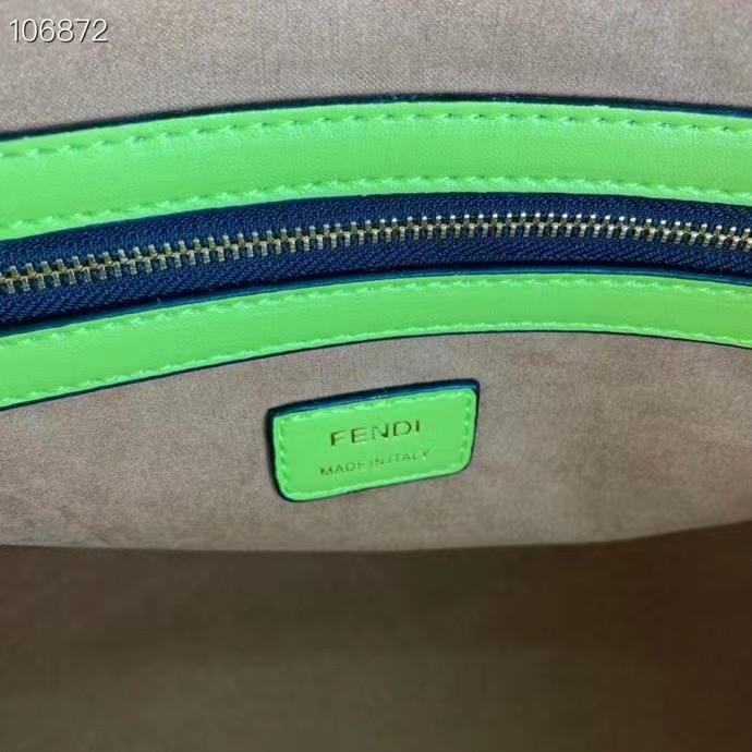Fendi Women FF Sunshine Medium Acid Green Leather Shopper