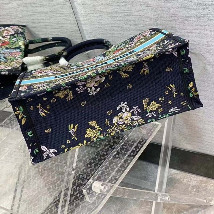 Dior Unisex CD Large Book Tote Blue Multicolor D-Constellation Embroidery