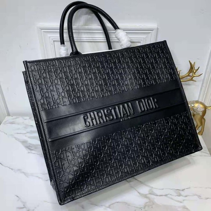 Dior Book Tote Black Dior Oblique Embossed Calfskin