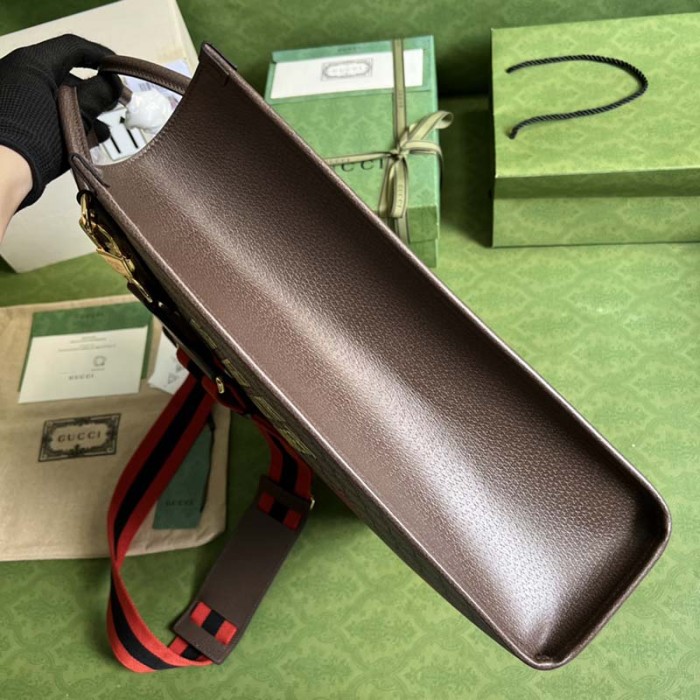 Gucci Unisex GG Cherry Print Medium Tote Beige Ebony GG Supreme Canvas