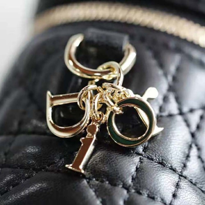 Dior Women Micro Lady Dior Vanity Case Cannage Lambskin-Black