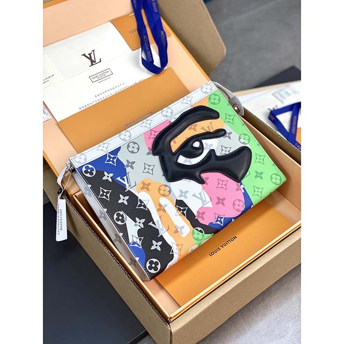 Louis Vuitton LV Unisex Pochette Voyage Multicolor Monogram Coated Canvas Cowhide Leather