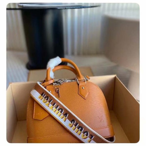 Louis Vuitton LV Women Alma BB Handbag Honey Gold Epi Grained Cowhide Leather