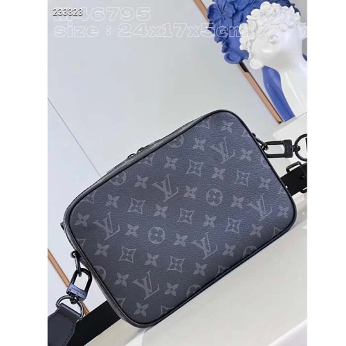 Louis Vuitton LV Unisex Steamer Messenger Monogram Eclipse Coated Canvas Cowhide Leather