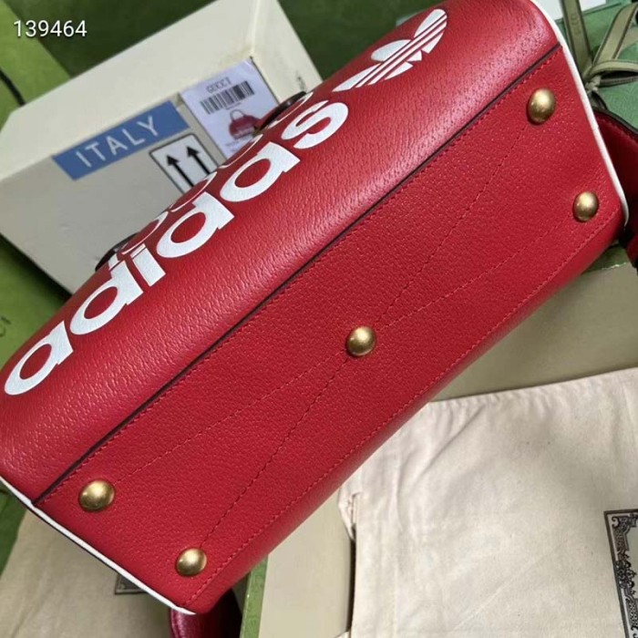 Gucci Unisex Adidas x Gucci Mini Duffle Bag Red Leather Interlocking G