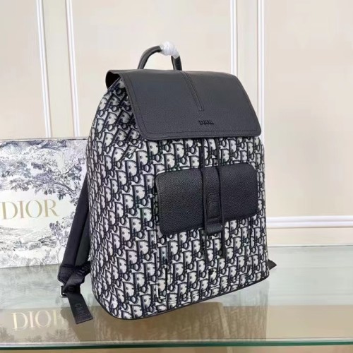 Dior Unisex CD Motion Backpack Beige Black Dior Oblique Jacquard Grained Calfskin