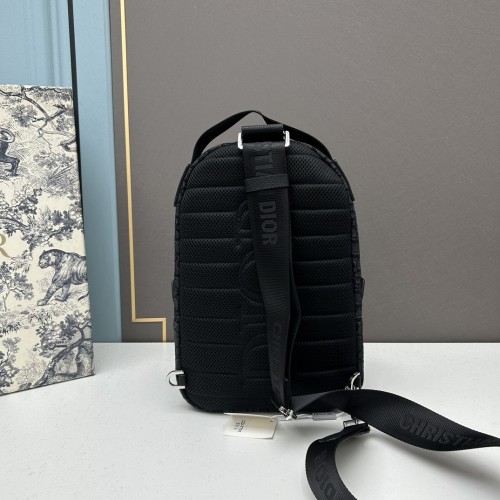 Dior Unisex CD Mini Rider Sling Bag Black Beige Dior Oblique Jacquard