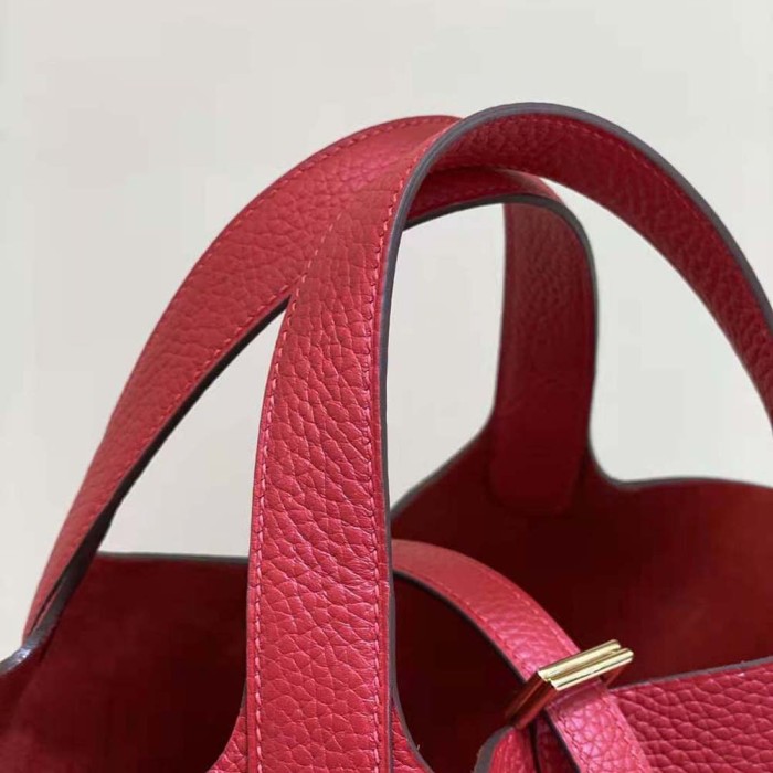 Hermes Women Picotin Lock 18cm in Cowhide leather-Red