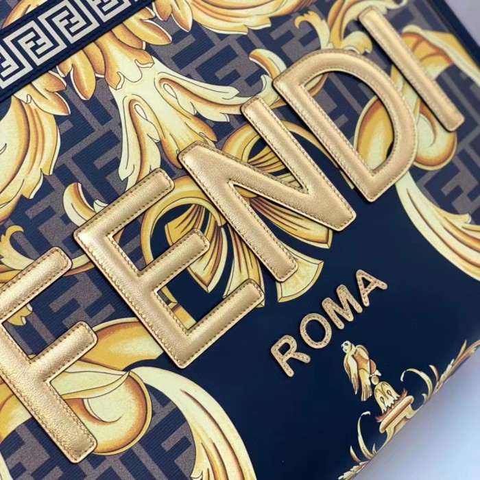 Fendi Women Fendi Sunshine Medium Fendace Printed FF Leather Shopper