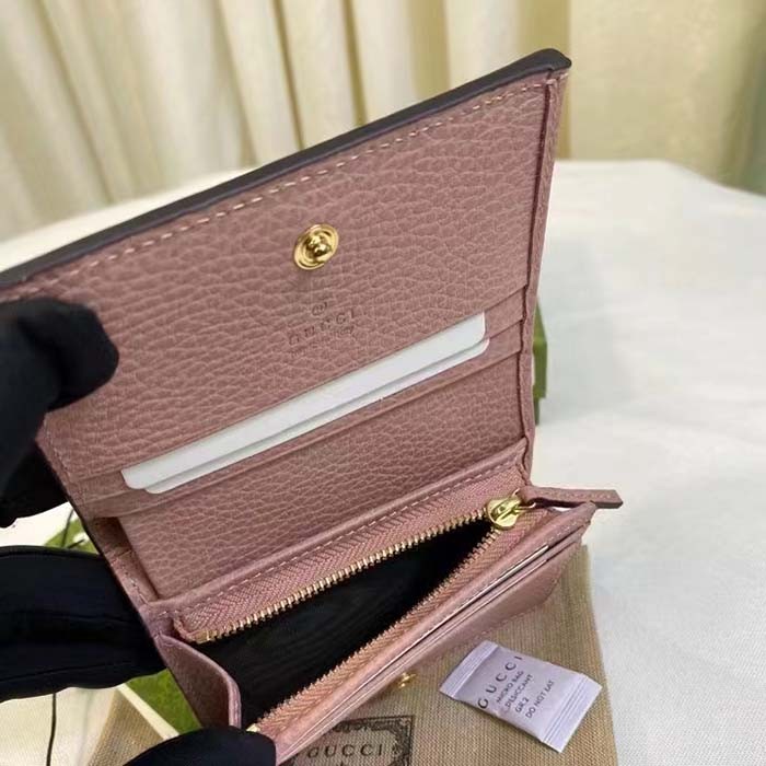 Gucci Unisex GG Marmont Card Case Wallet Double G Beige White GG Supreme Canvas