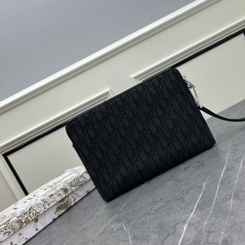 Dior Unisex CD A5 Pouch Black Dior Oblique Jacquard