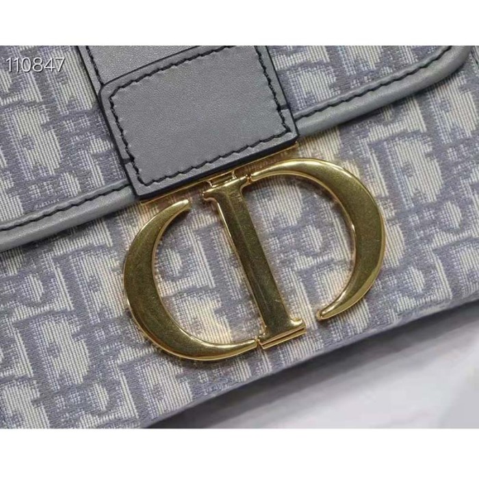 Dior Women 30 Montaigne Box Bag Gray Dior Oblique Jacquard