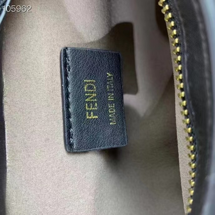 Fendi Women FF O’Lock Swing Dove Gray Tapestry Fabric Pouch