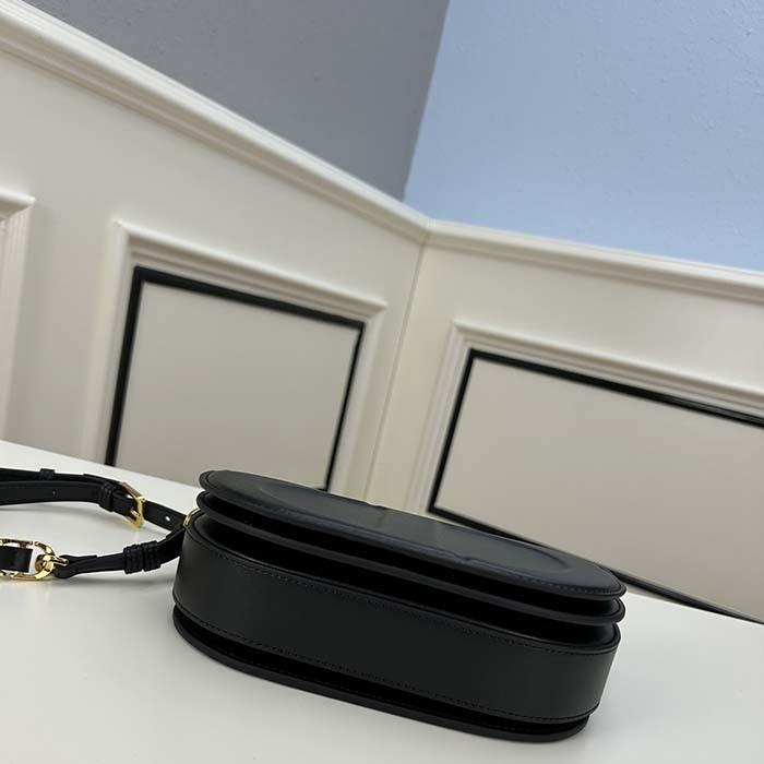 Dior Women CD Signature Bag Strap Black CD-Embossed Box Calfskin