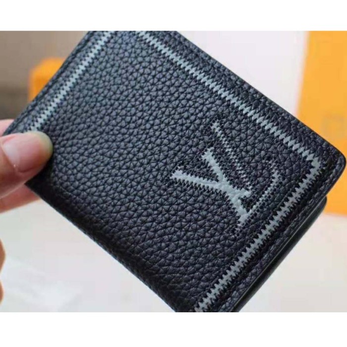Louis Vuitton LV Unisex Pocket Organizer Wallet in Taurillon Leather-Black