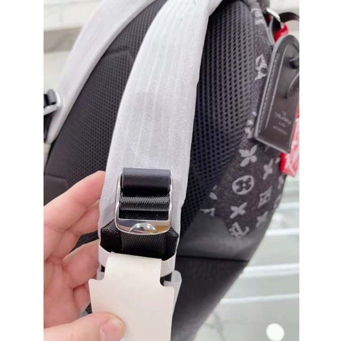 Louis Vuitton LV Unisex Backpack Multipocket Black Monogram Denim Taurillon Cowhide Leather