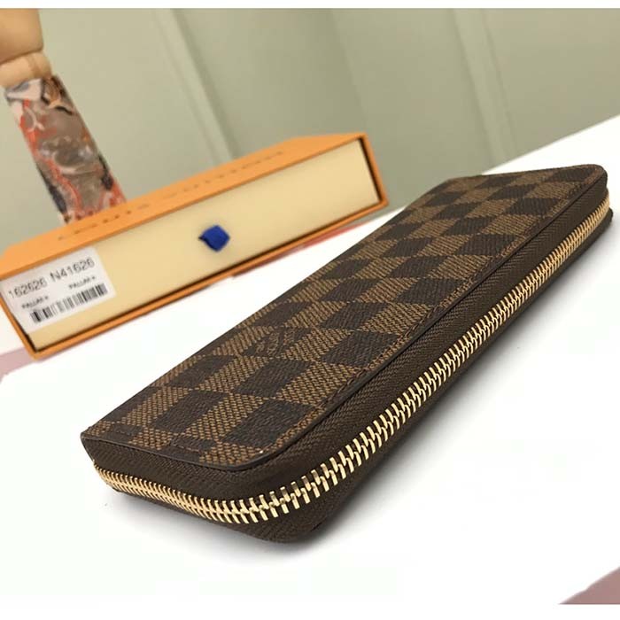 Louis Vuitton LV Unisex Clémence Wallet Brown Pink Damier Ebene Coated Canvas
