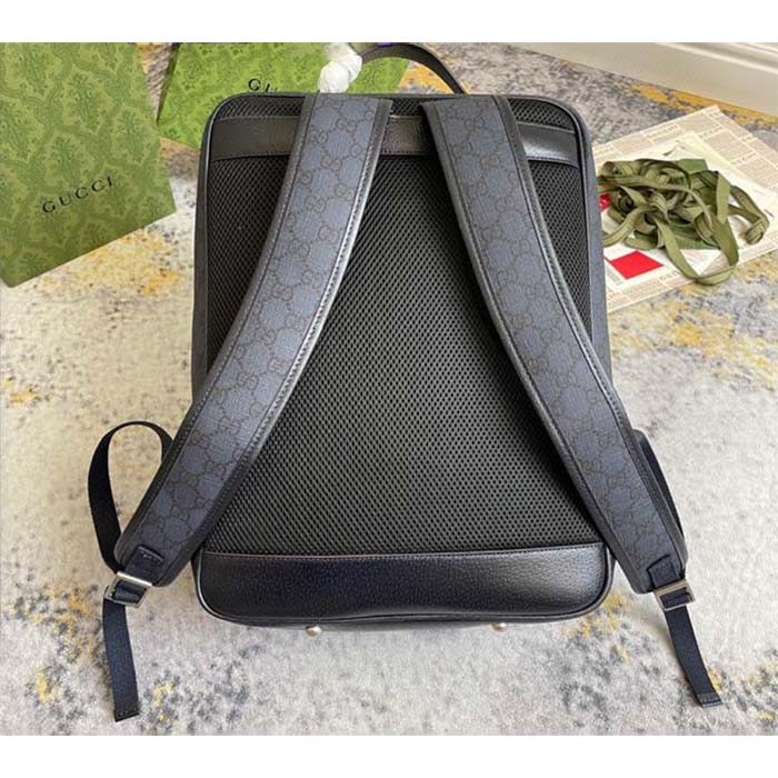 Gucci Unisex Ophidia GG Medium Backpack Navy Blue Black GG Supreme Canvas Double G
