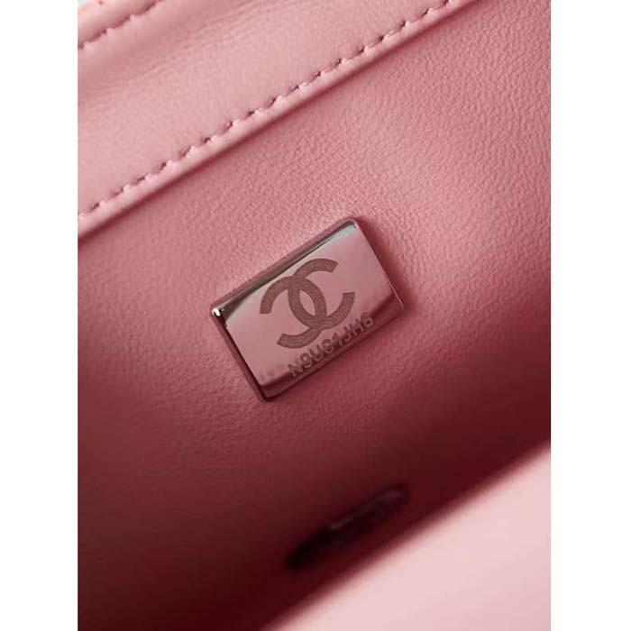 Chanel Women CC Small Flap Bag Sequins Black Metal Pink Black
