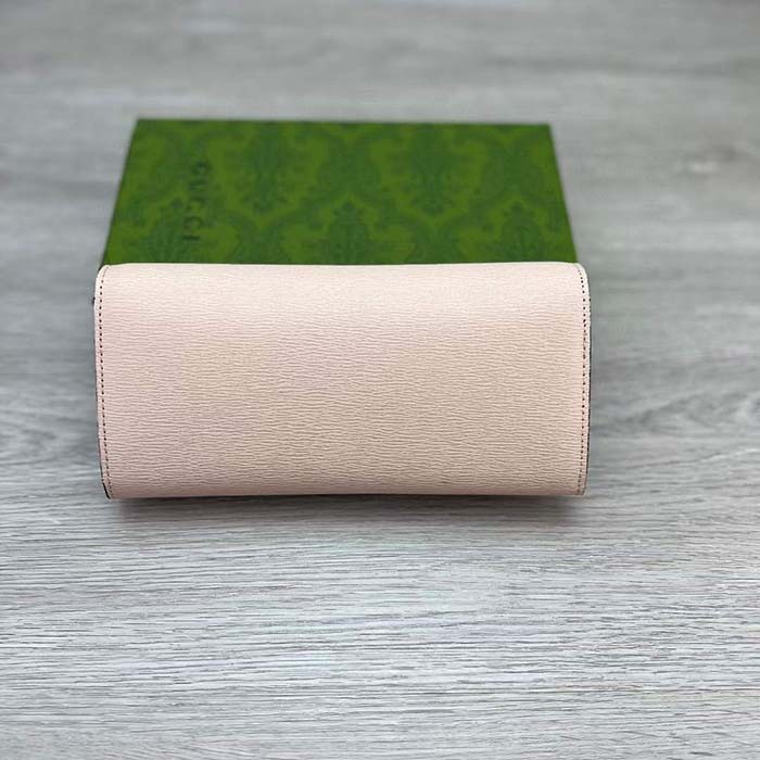 Gucci Unisex GG Continental Wallet Gucci Script Beige Leather Taffeta