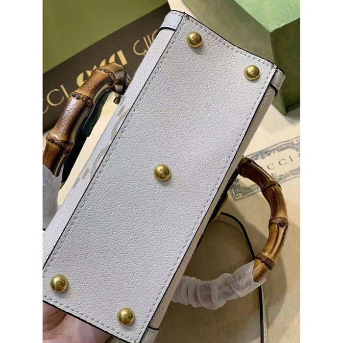 Gucci Women Diana Jumbo GG Mini Tote Bag Off-White Ivory Jumbo Canvas